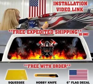 FIREFIGHTER / FIRE DEPT. FIRE RESCUE MALTESE CROSS BACK WINDOW DECAL TINT - Bild 1 von 8