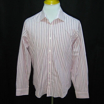 Новая мужская рубашка NICOLE MILLER (большой размер) в красную полоску на пуговицах спереди 100% хлопок - Изображение 1 из 4