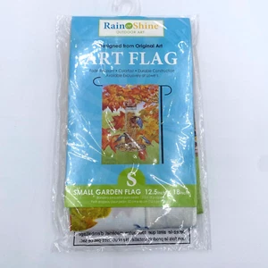 Rain or Shine Outdoor Art Small Garden Flag Blue Birds at Feeder 12.5"x18" Fall - Picture 1 of 4