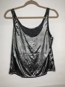 Vintage Vanity Fair glänzend schwarz & weiß Gingham Karomuster Slip Top Gr.M Neu mit Etikett - Bild 1 von 7
