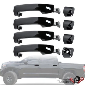 Front Rear Outside Door Handle Kit Glossy Black For 2011-2019 Tundra Sequoia - Picture 1 of 13