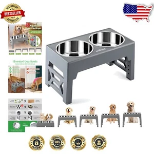 Premium 58 oz Elevated Dog Feeding Station with 5 Adjustable Heights & Stability - Picture 1 of 7