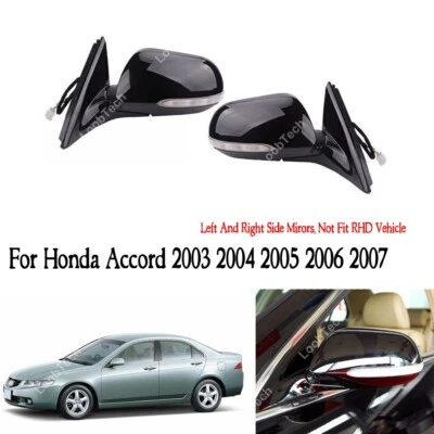 2Pcs Power Heated&Adjustable Glass LED Indicator Lamp Mirror For Honda Accord - Image 1 of 4