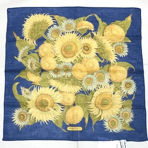 MINT w/Tag Salvatore Ferragamo Handkerchief Cotton 43cm/17in Sunflower Blue - Picture 1 of 10