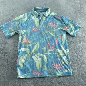 Tommy Bahama Lush Hour Polo Shirt S Blue Danube Tropical Print NWT 4683 - Picture 1 of 11