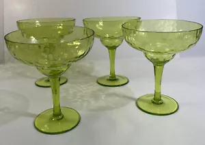 Plastic Stemware Set Of 4 (Four) Green Margarita Glasses 6.25” Tall - Picture 1 of 4