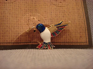 TEN79LA BOUTIQUE DESIGNER HUMMING BIRD METAL PIN BROOCH - BRAND NEW - Picture 1 of 10