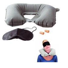 Cuscino Da Viaggio Con Tappi E Maschera Riposo Aereo Benda Occhi Orecchie 535