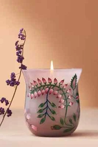 ANTHROPOLOGIE SARABAN FLORAL SOL TOBAC HANDPAINTED GLASS CANDLE NEW ~ 15.27 OZ. - Picture 1 of 19
