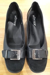 LOVELY PAIR OF LADIES HOTTER TRUST BLACK LEATHER/SUEDE SHOES - SIZE 6 - BNWOB - Picture 1 of 3