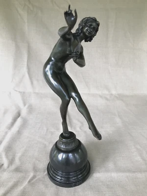 Vintage Bronze Sculpture of Dancer, Art Deco, signed Colinet. - Image 1 of 4