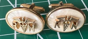 RN registrierte Krankenschwester Caduceus medizinisches Symbol Vintage ANSON Manschettenknöpfe - Bild 1 von 5
