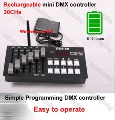 Wireless Battery DMX Console mini DJ disco Party Stage Lighting Controller 30CH - Image 1 of 4