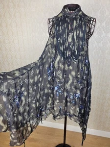 ALL SAINTS Adesina Dress 100% Silk Sheer Sequin Victorian Steampunk Size UK8 - Picture 1 of 19