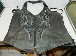 Harley Davidson Leather Halter Top Size Medium Good Condition - Picture 1 of 4