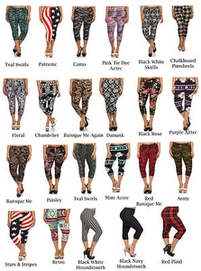 Womens Plus Size 3/4 Crop Pattern Print Buttery Soft Stretchy Capri Leggings - Picture 1 of 110