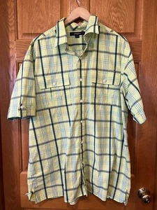 CH1 Sean John 100% Cotton Short Sleeve Plaid Button Shirt Mens 2XL - Picture 1 of 3