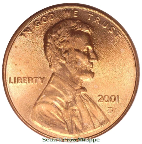 2001 D Lincoln Cent Penny 1C Beautiful Red Uncirculated Denver Ships Free! Cover