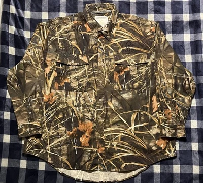 Ducks Unlimited Whitewater Button Up Shirt Cam Mossy Oak Shadow Grass Blades 2XL - Image 1 of 4