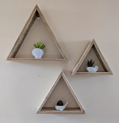 3 Triangular Wooden Display Shelves Hand Crafted from rustic reclaimed pine  - Image 1 of 4