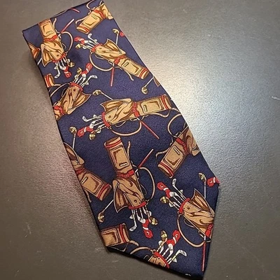 Alynn Neckwear Tie Navy Blue Mens Golf Bag 100% Silk EXCELLENT  - Image 1 of 4