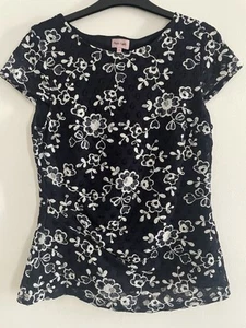 Phase Eight 12 Embroidered Simple Top Cap Sleeve Pullover Lined - Picture 1 of 13