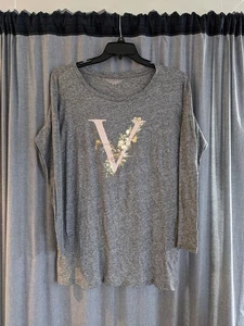 Victorias Secret Top Mujer Mediano 100% Algodón Gris Manga Larga Dormir Acogedor Relax - Imagen 1 de 6
