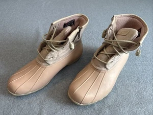 Sperry Rain Boots Womens 10M Saltwater Pink Waterproof Rubber Ankle Top STS82038 - Picture 1 of 13