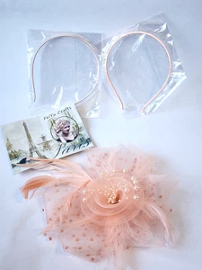 Cappello capelli fiore piuma fascinatore su fascia matrimonio accessori festa reale - Foto 1 di 12