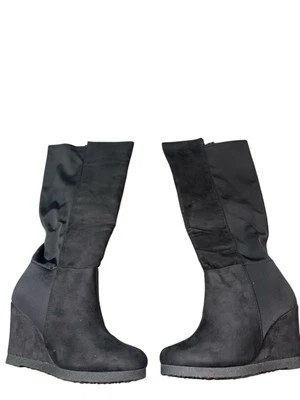 Botas de cuña LANE BRYANT para mujer talla 9 AMPLIAS negras con cremallera venta al por menor $89,95 Foto 1 de 4