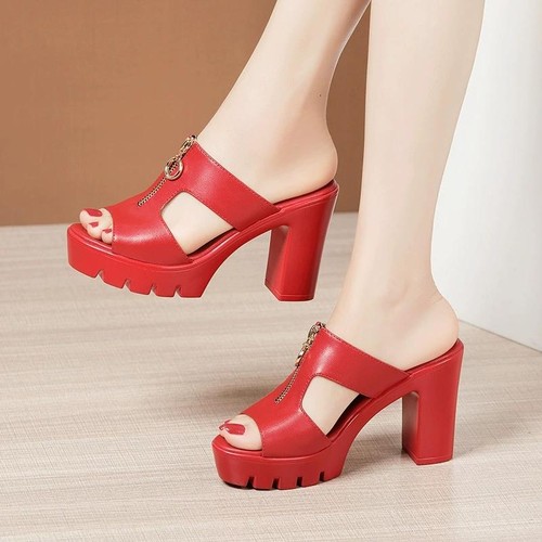 PANTOFOLA D’ORO Sandali donna plateau blocco tacco alto zip davanti punta aperta ciabatte mules decolte