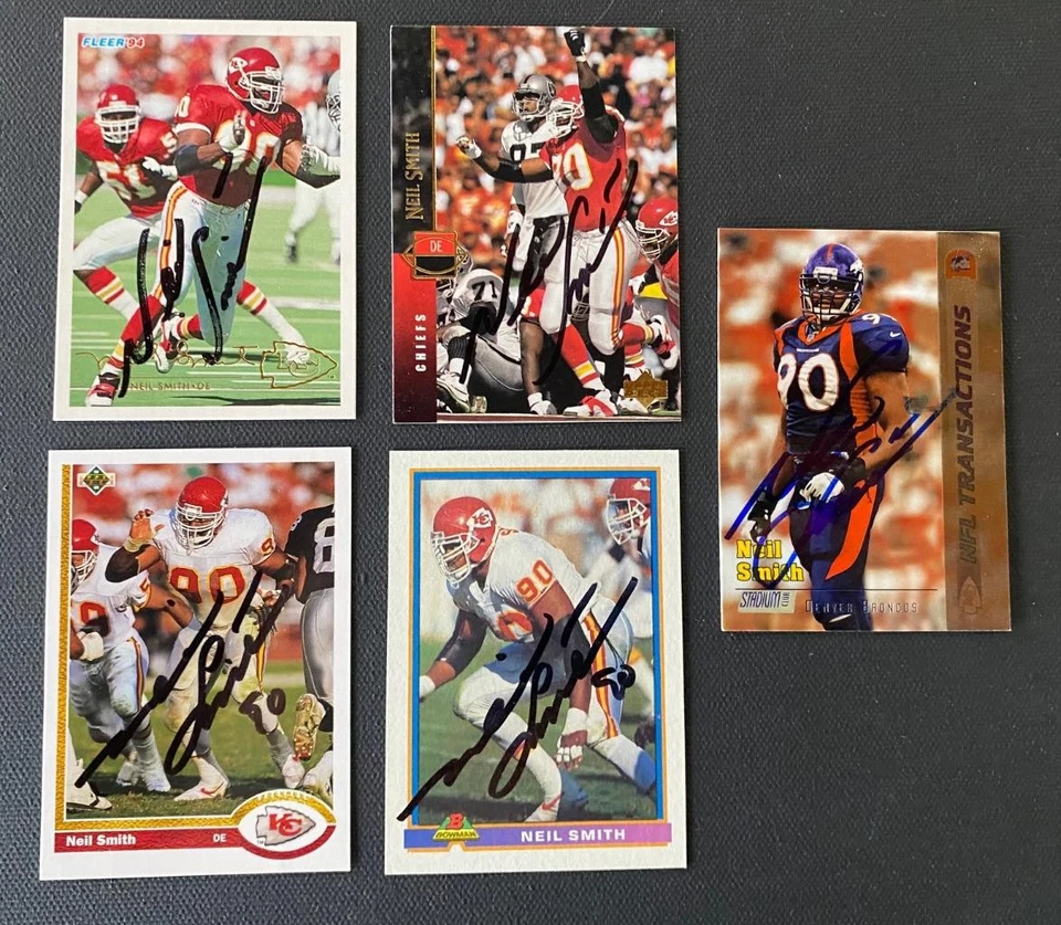 Lote de (5) tarjetas firmadas por NEIL SMITH | Chiefs/Broncos - autógrafos Foto 1 de 1