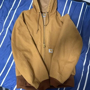 Sudadera con capucha Carhartt FullZip talla pequeña marrón para hombre simple... - Imagen 1 de 24