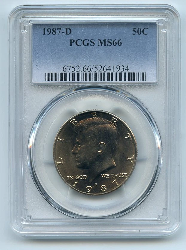 1987 D 50C Kennedy Half Dollar PCGS MS66 - Image 1 of 1