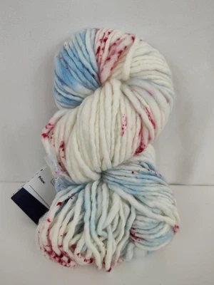 RMR Bulky Merino Wool Yarn Rebozo Color Para Ezra Blue Red White Knit Crochet - Image 1 of 4