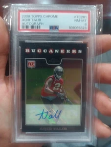 2008 Topps Chrome #TC261 Aqib Talib handsignierte Rookie Karte PSA 8. SCHÖN! - Bild 1 von 2