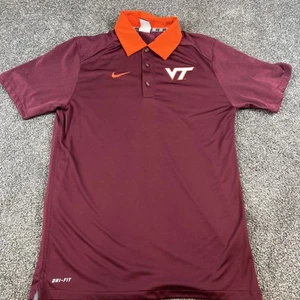 Virginia Tech Hokies Poloshirt Herren Small weinrot Nike Dri Fit Golf Performance - Bild 1 von 13