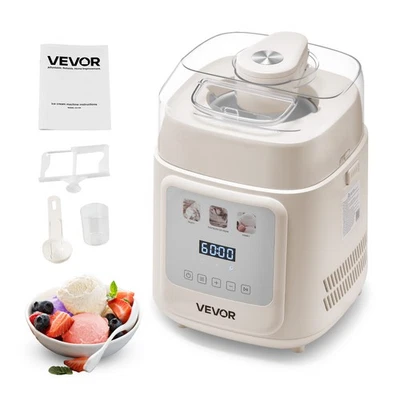 VEVOR 1 Quart Automatic Ice Cream Maker with Built-in Compressor No Pre-freezing - Image 1 of 4