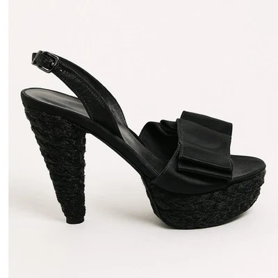 Zapatos de salón Stuart Weitzman negros con lazo satinado alpargata con cordones - talla 6 Foto 1 de 4