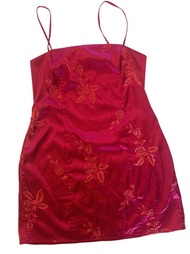 UNDERCOVER Abito Victorias Secret Y2K taglia L raso slip rosa fucio con motivo floreale arancione