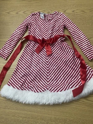 Bonnie Jean Striped Santa Dress Girls 6x - Image 1 of 4