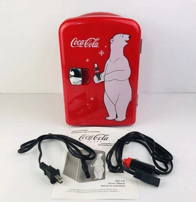 COCA-COLA KOOLATRON KWC-4B PERSONAL FRIDGE HOLDS 6 CANS AC & Car Plug Power - Image 1 of 4