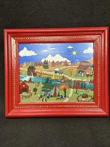 Marie Elem Original Folk Art Painting “Country Living” - Picture 1 of 7