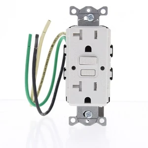 Hubbell GFTRST20WP2 weiß 20A Selbsttest manipulationssicher GFCI-Steckdose mit Leitungen - Bild 1 von 4