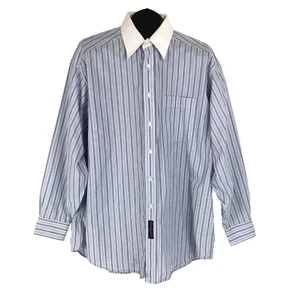 Vintage Tommy Hilfiger Poplin Button Up Shirt Men's Size 16.5 - 34 Stripe Cotton - Picture 1 of 10