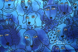 KINDRED CANINES BY LAUREL BURCH -  CANINES WATCHING YOU IN BLUES - Picture 1 of 4
