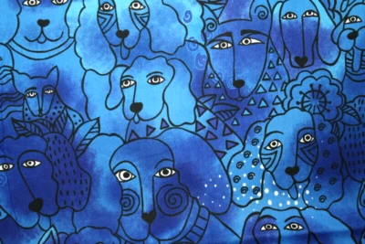 KINDRED CANINES BY LAUREL BURCH -  CANINES WATCHING YOU IN BLUES - Image 1 of 4