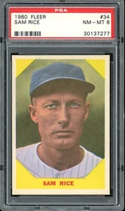 1960 Fleer Baseball #34 Sam Rice PSA 8 - Picture 1 of 2