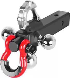 84062 Trailer Hitch Ball, Tri Ball Hitch with Hook & Rotatable Tow Shackle, F... - Picture 1 of 5