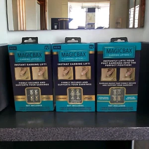 Lot of 3 MAGIC BAX Earring Lifters Adjustable Hypoallergenic Earring Lifts New - Picture 1 of 5